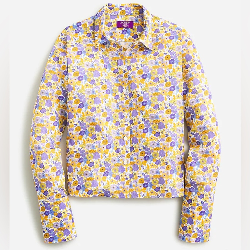 J. Crew Yellow and Purple Floral Button-Down Shirt